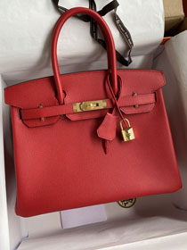 Hermes original epsom leather birkin 35 bag H35-3 rouge casaque