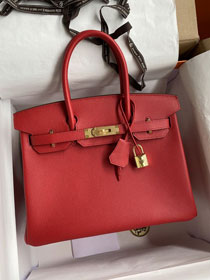 Hermes original epsom leather birkin 30 bag H30-3 rouge casaque