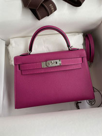 Hermes original epsom leather mini kelly 19 bag K0019 rose purple