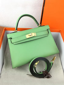 Hermes original epsom leather mini kelly 19 bag K0019 vert criquet