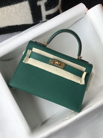 Hermes original epsom leather mini kelly 19 bag K0019 vert fonce