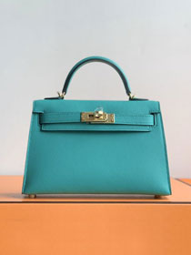 Hermes original epsom leather mini kelly 19 bag K0019 vert verone 