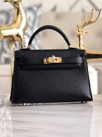 Hermes original goatskin mini kelly 19 bag KG0019 black