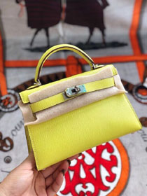 Hermes original goatskin mini kelly 19 bag KG0019 lemon yellow