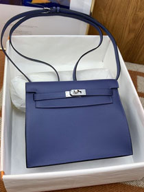 Hermes original evercolor leather kelly danse bag KD022 blue agate