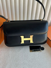 Hermes original box leather constance elan bag C024 black