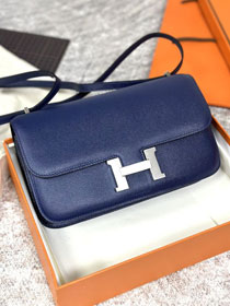 Hermes original epsom leather constance elan bag C024 blue sapphire