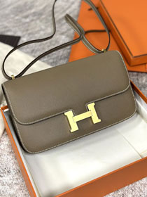 Hermes original epsom leather constance elan bag C024 grey etoupe