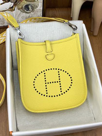 Hermes original togo leather mini evelyne tpm 17 shoulder bag E17 jaune de naples