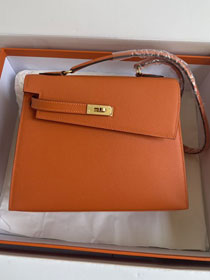 Hermes original epsom leather kelly sellier en desordre 25 KS0025 orange