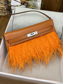 Hermes original chamkila leather kelly elan KE0028-2 orange