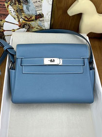 Hermes original evercolor leather kelly messenger bag KM0025 blue jean