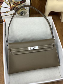 Hermes original madame leather kelly elan KE0028 grey etoupe