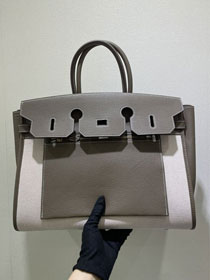 Hermes original togo leather inside out birkin bag BK0350 grey etoupe