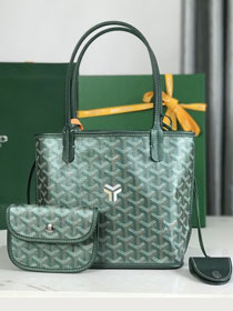 Goyard original calfskin&canvas reversible anjou mini bag GY0086 pearly green