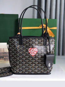 Goyard original calfskin&canvas reversible anjou mini bag GY0086-2 black