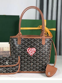 Goyard original calfskin&canvas reversible anjou mini bag GY0086-2 brown