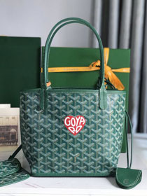 Goyard original calfskin&canvas reversible anjou mini bag GY0086-2 green