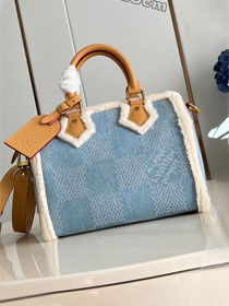 Louis vuitton original denim bloom speedy 25 handbag N40700 blue