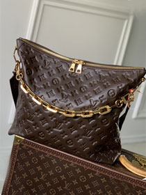 Louis vuitton original monogram calfskin coussin hobo MM M12072 chocolat