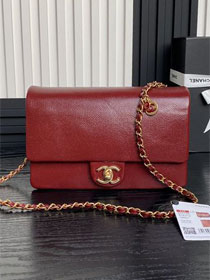 CC original grained calfskin small flap bag AS5186 red