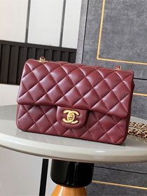 CC original lambskin mini flap bag A69900 wine