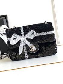 CC original sequins mini flap bag AS2090 black