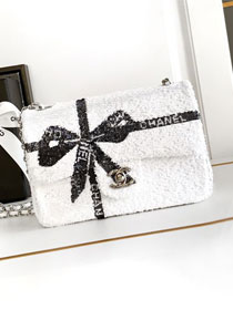 CC original sequins mini flap bag AS2090 white