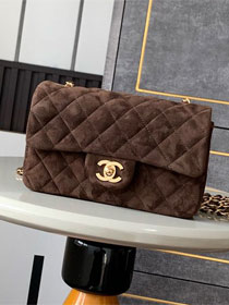 CC original suede calfskin mini flap bag A69900 dark coffee