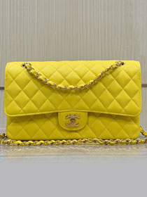 CC original HASS factory grained calfskin medium flap bag A01112 yellow