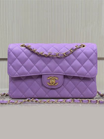 CC original HASS factory grained calfskin small flap bag A01113 purple