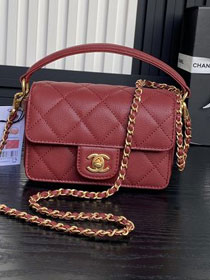 CC original grained calfskin mini flap bag AS5164 red