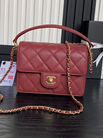 CC original grained calfskin small flap bag AS5165 red