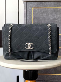 CC original suede calfskin large flap bag A99216 black