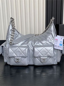 CC original lambskin maxi hobo bag AS5302 silver