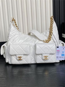 CC original lambskin maxi hobo bag AS5302 white