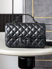 CC original lambskin mini top handle flap bag AS5243 black