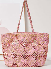 CC original raffia large shopping bag AS4576 pink