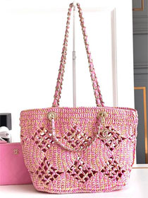 CC original raffia medium shopping bag AS4714 pink