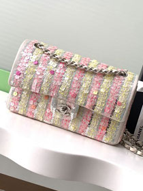 CC original sequins medium flap bag A01112 white&pink