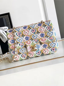 CC original sequins mini flap bag AS2090 white