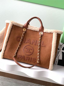 CC original suede&shearling large shopping bag A69941 brown