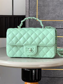 CC original lambskin mini top handle flap bag AS5243 green