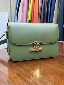 Celine original calfskin medium triomphe bag 187363 green