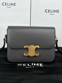 Celine original calfskin small triomphe bag 188423 dark grey