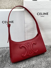 Celine original calfskin triomphe shoulder bag 198153 rose red