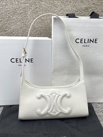 Celine original calfskin triomphe shoulder bag 198153 white