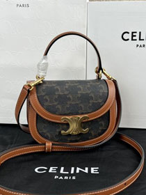 Celine original canvas mini besace bag 10L063 tan