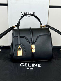 celine original calfskin mini 16 bag 197983 black