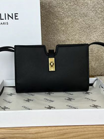 celine original calfskin mini soft 16 shoulder bag 100443 black